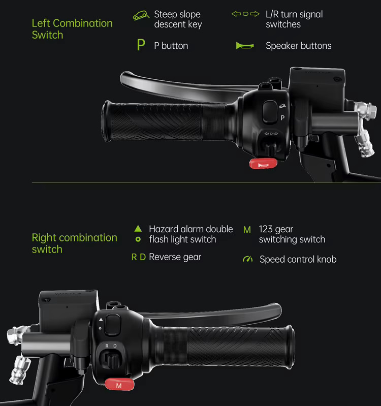 特定小型原付コアライトキャディー｜機能的なスイッチ｜免許不要の多目的ビークルはトライクスジェイピーで販売しています。