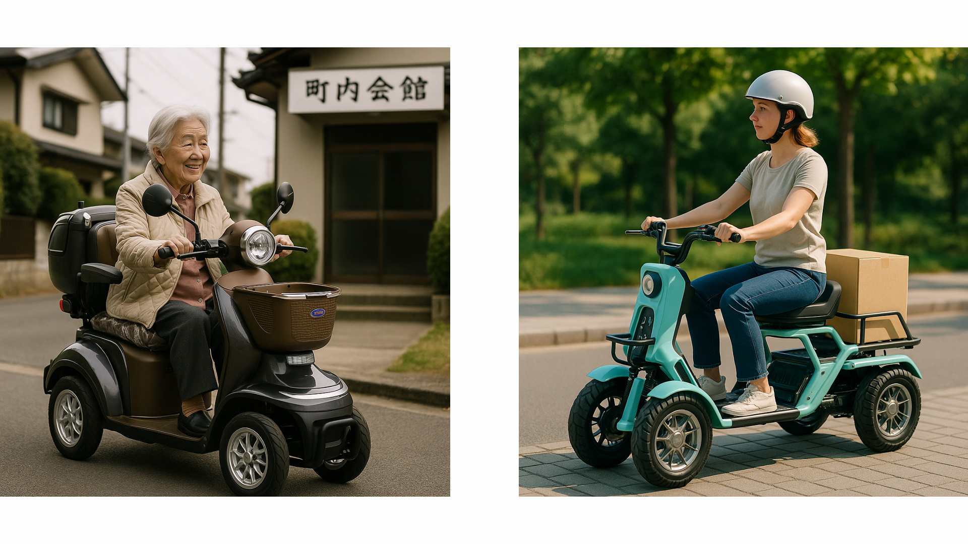 使用シーン別のお薦め｜免許不要で乗れるコアライトD4とコアライトキャディー徹底比較｜軽快なD4、タフなキャディー。目的で選ぶ時代へ。